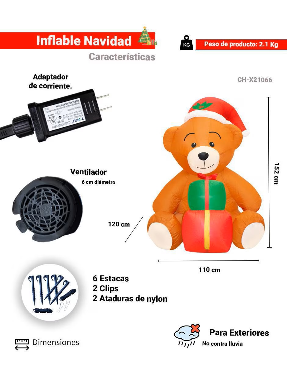 IMAR Inflable decorativo forma de oso - Imagen 6