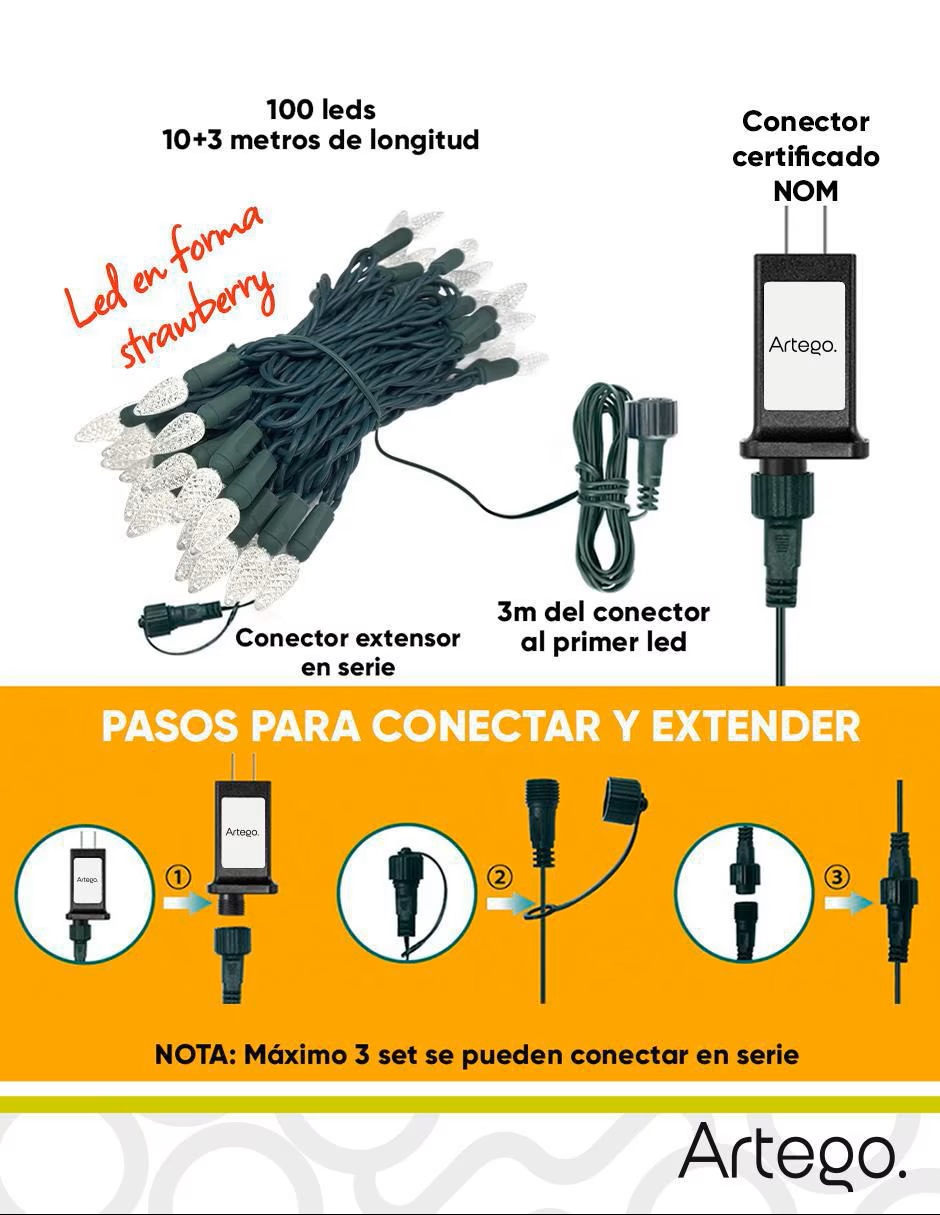 ARTEGO Serie LED Strawberry ARLED-03-PINA100 con 100 focos - Imagen 4
