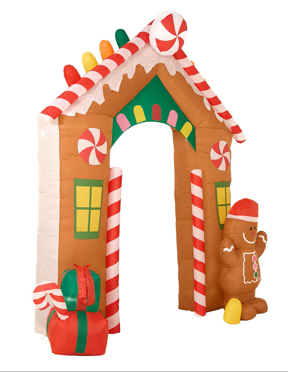 CHRISTMAS SPIRIT Inflable decorativo forma de casa de jengibre - Imagen 3