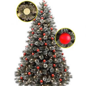 ARTEGO Árbol de navidad Redcedar 83 esferas rojas con 350 luces