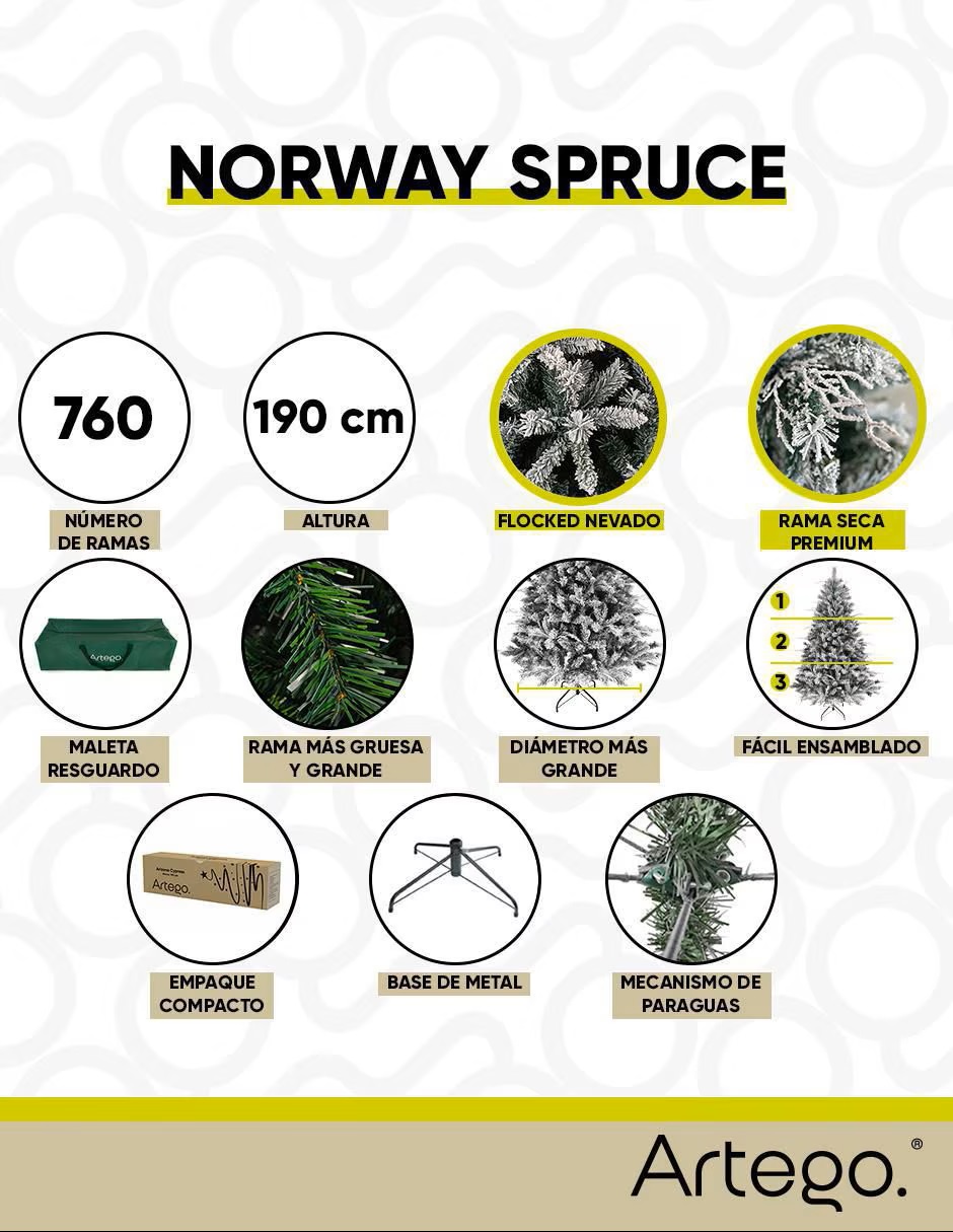 ARTEGO Árbol de navidad Norway 190 de plástico - Imagen 4